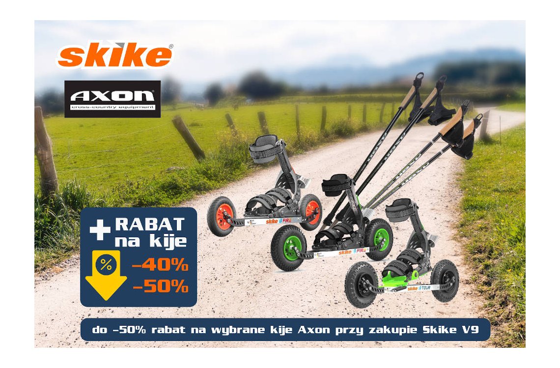 Kije Axon z rabatem do 50% przy zakupie rolek terenowych Skike V9